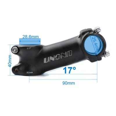 UNO Bicycle Stem ±17° MTB Road Bike Ultralight 90MM Aluminum Stems 25.4mm - Image 1 of 2