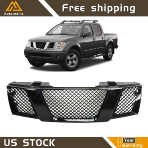 Parrilla delantera superior delantera superior para Nissan Frontier D40 2005 06-2008 malla negra brillante - Imagen 1 de 9