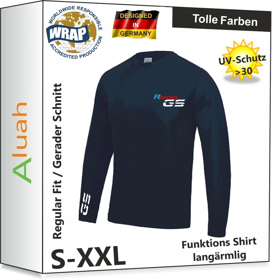 JUST COOL R1200GS Funktionsshirt Langarm T-Shirt Motorrad Shirt Rallye Exclusive GS Shirt
