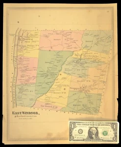 Antique East Winsor Map Warehouse Point CT Winsorville Broad Brook Scantic - Picture 1 of 10