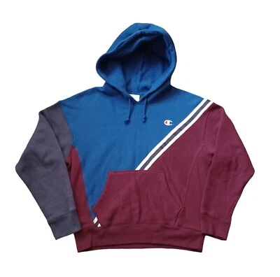 Champion Sudadera con Capucha Hombre L Azul Tejido Inverso Sudadera Bordado Manga en el Pecho Logo Foto 1 de 4
