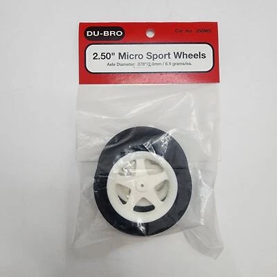 DU-BRO (Cat No 250MS) 2.5" MICRO SPORT WHEELS Set 2mm/.078" Axle Diameter 6.9g - Image 1 of 2