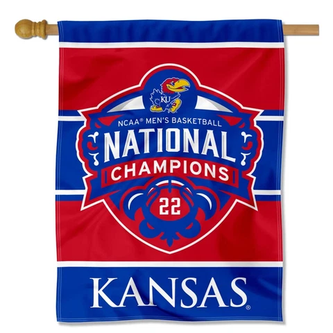 Kansas KU Jayhawks College Basketball National 2022 Champions House Banner Flag Cover