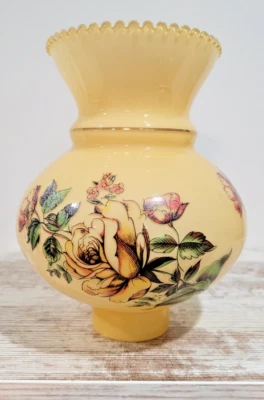 Yellow Glass Replacement Shade Floral Bulbous Straight Neck 2” Fitter Globe - Image 1 of 4