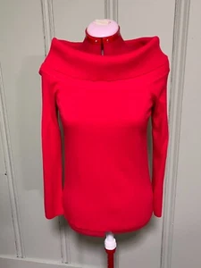 Jones New York Red Long Sleeve Off Shoulder/Cowl Neck Knit Sweater Size M NWOT - Picture 1 of 14