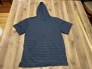 Embassy Hoodie Shirt, Men's Size Large, Blue, Striped, Short Sleeve - Picture 1 of 6