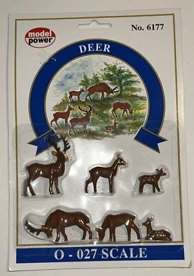 model power No 6177 Deer 6 Pieces 0 - 027 Scale Sealed Package Christmas Village - Image 1 of 3