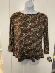 Susan Graver size L scoop neck  3/4 length sleeve pullover top - Picture 1 of 5