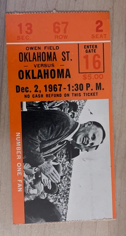 1967 Oklahoma Sooners Oklahoma State Cowboys Football Ticket Stub OU OSU Cover