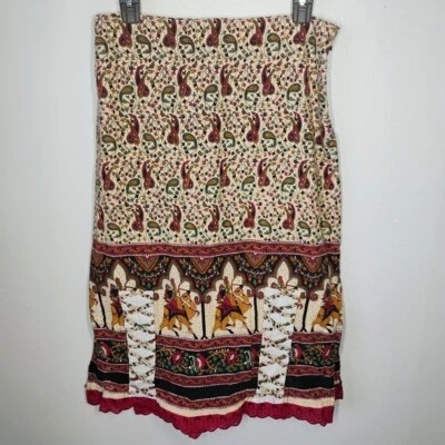 Винтажная юбка Lakhays Collection с принтом пейсли богемное миди этнический размер большой - Изображение 1 из 4