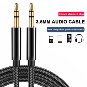 Cable de audio auxiliar estéreo de 3,5 mm cable auxiliar chapado en oro macho a macho cable trenzado - Imagen 1 de 7