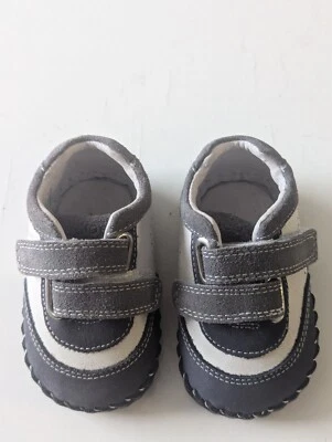 Zapatillas niño talla 0-6. Cuero artesanal suave y saludable. Gris.Demetri. 0708 Foto 1 de 4