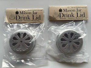 Lote de 2 vasos de beber estándar Mason tapas de aluminio - Imagen 1 de 4