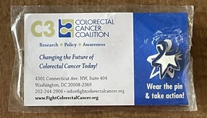 Colorectal Cancer Coalition C3 Blue Ribbon Awareness Tie Lapel Hat Pin NEW - Picture 1 of 2
