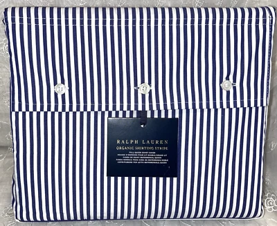 Ralph Lauren Organic Shirting Stripe FULL/QUEEN Duvet Cover Navy White NWT $400 - Image 1 of 4