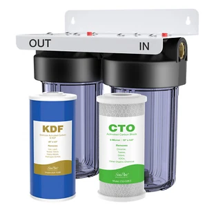2 Stages Big Blue Whole House Water Filter System City/Well Water KDF Filtration - Picture 1 of 11
