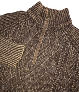 Woolrich Pullover Herren L Wood Heather Braun Wollmischung 1/4 Zip Strick - Bild 1 von 9
