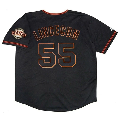 Tim Lincecum San Francisco Giants Men's Alternate Black Jersey w/ Team Patch Cover