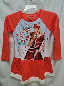 JoJo Siwa Girls Holiday Dorm Shirt Pajama with Faux Fur Trim Size 10/12 - Picture 1 of 5