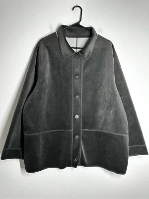 Chaqueta Ligera Kim Rogers Gris Negra Talla 2X Abrigo de Granero Abotonable Foto 1 de 4