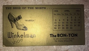 THE BON-TON Winkelman Shoe April 1936 Calendar York, PA Vintage Advertisement - Picture 1 of 5