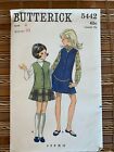 Vintage Girls Low Waist Jumper Dress Sewing Pattern Butterick 5442 Size 4 -Uncut