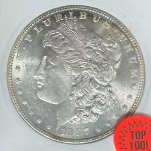 1887 MORGAN SILVER DOLLAR ~ ANACS - MS 62 VAM 5 TOP 100 ~BEAUTIFUL COIN~ REF#755 - Picture 1 of 4
