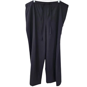 Pantalone Eskandar lana cashmere gamba larga nero donna taglia 20 Lagenlook minimalista - Foto 1 di 12