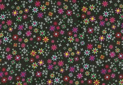 Timeless Treasures ~ Mini Estampado Floral Calicó Negro 100% Algodón Tela Edredón POR YARDA Foto 1 de 2