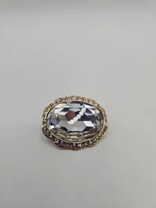 Oval Gold Tone Rhinestone Brooch - Picture 1 of 3