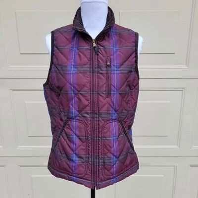 Chaleco acolchado Lauren Ralph Lauren a cuadros borgoña y púrpura talla grande Foto 1 de 4