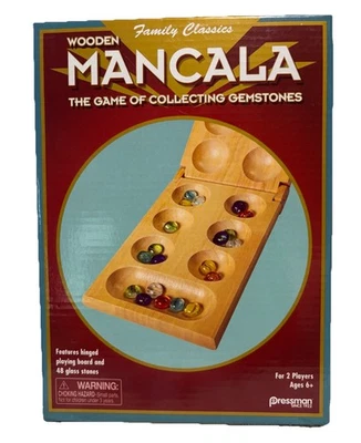 Classic Folding Mancala Board Game with Glass Beads/Stones. Family Strategy Game - Image 1 of 3