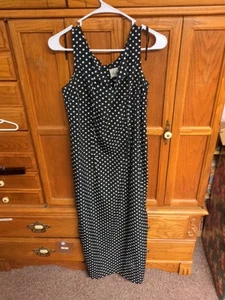 Womens Kathie Lee Dress Size S 8 10Black White Polka Dots Back Zipper Sleeveless - Picture 1 of 3