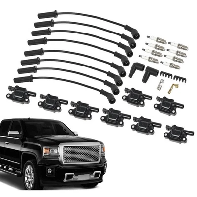 8 Pack For Chevy UF413 Ignition Coils + 41-962 Spark Plugs + Spark Plug Wires - Image 1 of 4