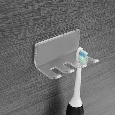 Self Adhesive Toothbrush Holders Wall Mounted 3 Slots Electric Toothbrush Organi - Image 1 of 4