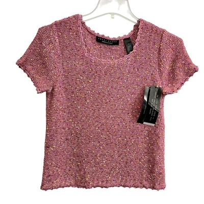 Suéter feminino Crazy Horse Collection rosa médio manga curta malha THMU5503 - Imagem 1 de 4