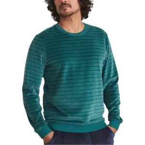 Felpa pullover girocollo velluto a strati marini blu abete blu navy righe XL nuova con etichetta - Foto 1 di 5