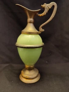 Vintage Brass & Onyx Dragon Handled Jug Ewer Urn VGC 18cm - Picture 1 of 10