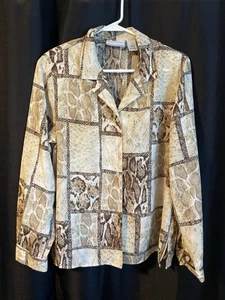 Alfred Dunner Woman's Size 12p Petite Multicolor Short Sleeve Button Up Top - Picture 1 of 3