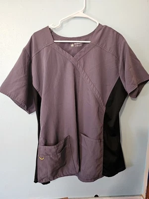 Wonder Wink Four Stretch Brand Gray And Black Scrub Top  -sz 2X - Image 1 of 4