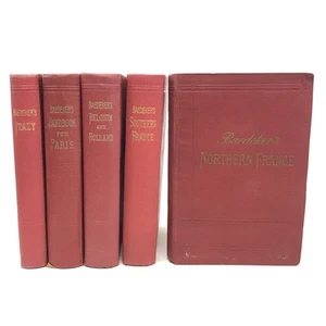 Lot of 5 Handbook For Travelers by Karl Baedeker Paris France, Italy, Belgium + - Imagen 1 de 14