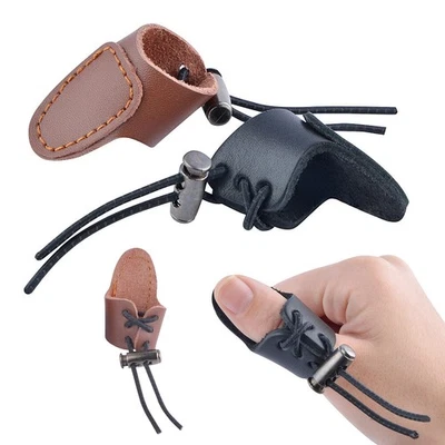 2X Archery Cow Leather Finger Guard Thumb Ring Protector Tab Bow Hunting Target - Image 1 of 4