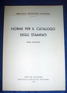 Norme per il catalogo stampati BIBLIOTECA APOSTOLICA VATICANA - Picture 1 of 1
