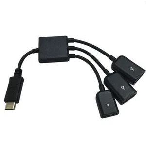 USB C Y Splitter to 2 USB 2.0 A Female + Micro 5Pin Female Cable 3-in-1 OTG Hub - Picture 1 of 7