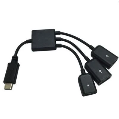 USB C Y Splitter to 2 USB 2.0 A Female + Micro 5Pin Female Cable 3-in-1 OTG Hub - Image 1 of 4