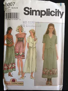 Pattern Simplicity 8007, misses’ dress and jacket, spring, casual, country 12-16 - Bild 1 von 2