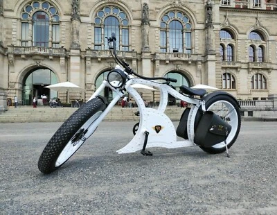 Power-Bikes, Pedelec, E-Bike, Fatbike, Cruiser, Fahrrad, weiß, Retro, Chopper