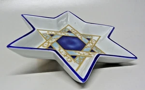 Davida jüdischer Davidstern Keramik Nüsse/Süßigkeitenschale blau/gold/weiß 9 Zoll - Bild 1 von 6