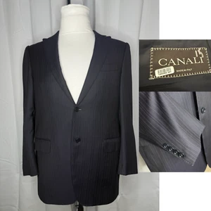Canali Wool Blazer Mens 42R Travel Suit Sport Coat Jacket Italy Pinstripe Single - Picture 1 of 8