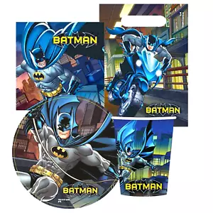 BATMAN Birthday Party Supplies Pack 40 Pc 8 Plates 8 Cups 8 Lootbags 16 Napkins - Picture 1 of 2